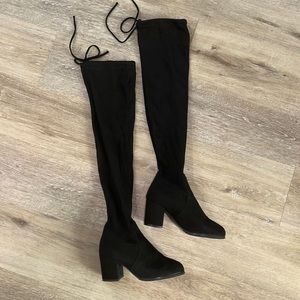Black Suede Over the knee Boots
